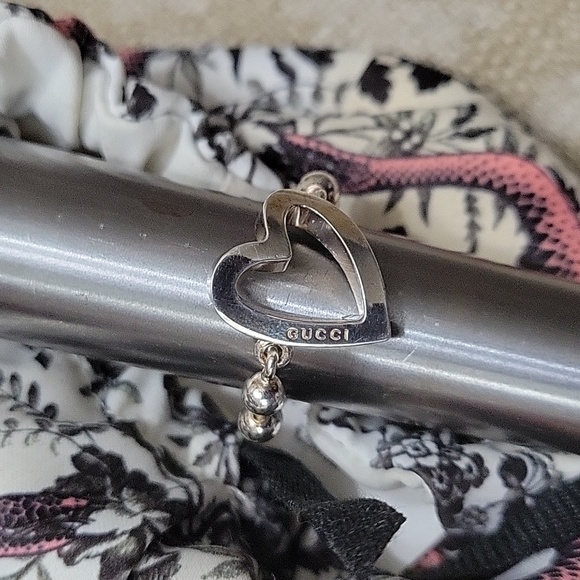 AUTHENTIC NWT GUCCI HEART BEADED STERLING RING - Picture 6 of 6